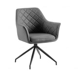 Azure PU Leather Swivel Dining Chairs With Black Metal Base - Pairs - 2 Colours