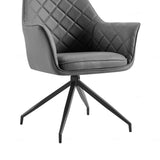 Azure PU Leather Swivel Dining Chairs With Black Metal Base - Pairs - 2 Colours