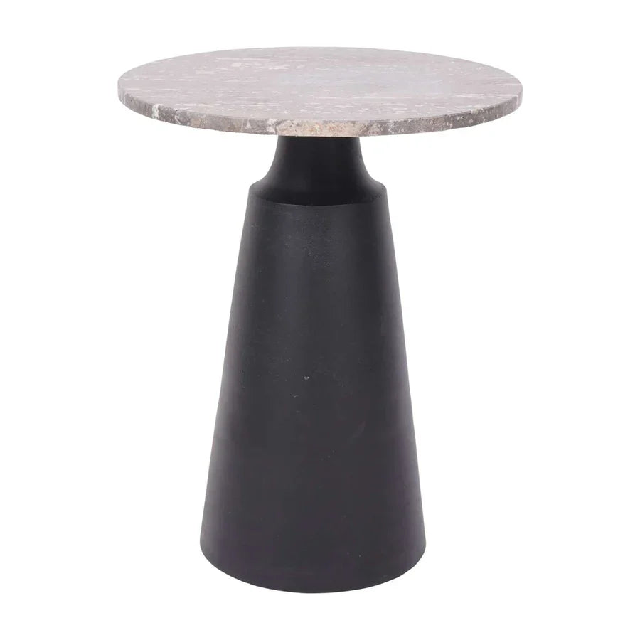 Libra Interiors Clifton II Side Table in Charcoal Black and Travertine - Belmont Interiors