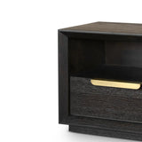 Aspen Dark Wooden Bedside Table with Gold Handle-Belmont Interiors