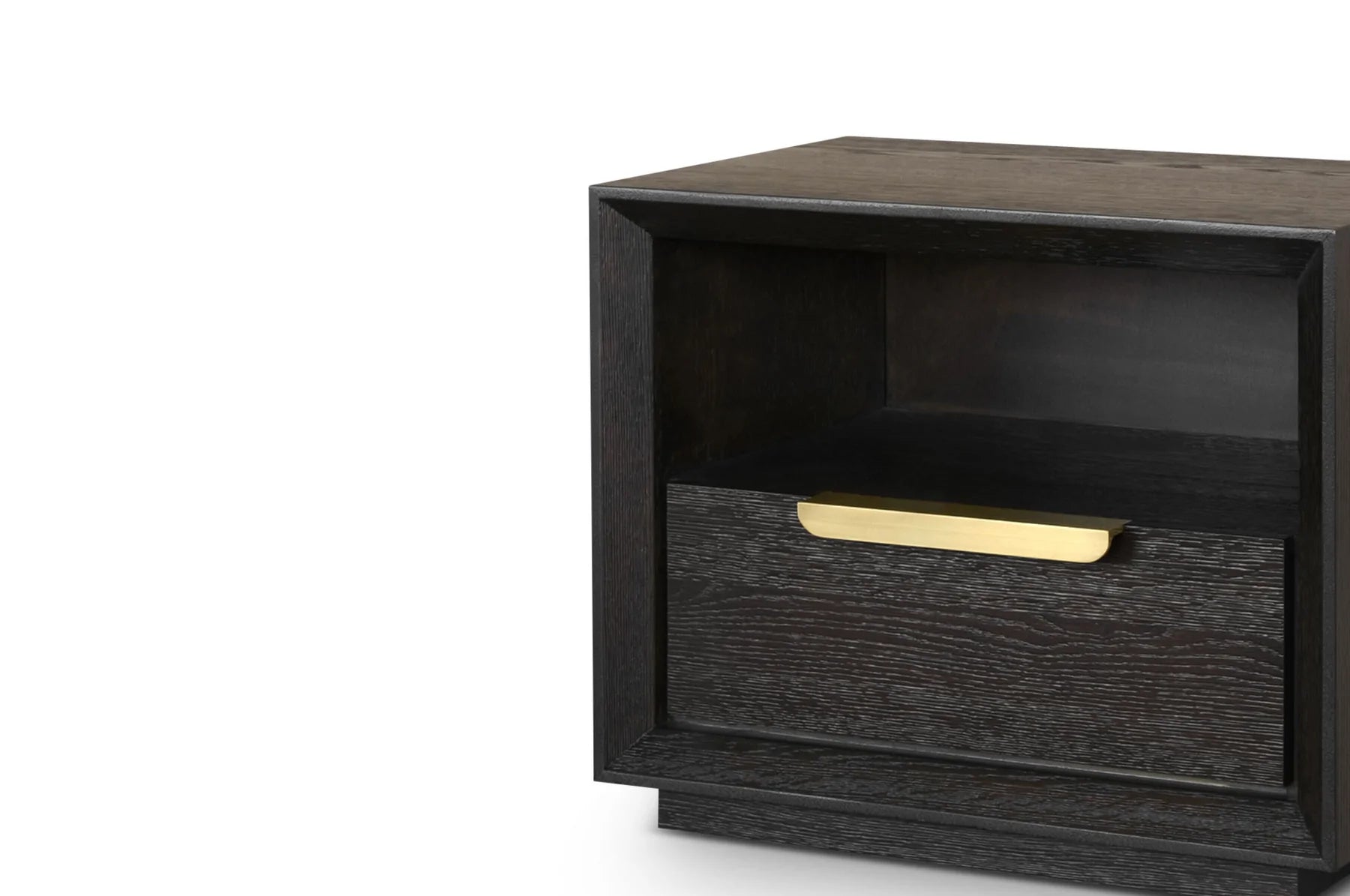 Aspen Dark Wooden Bedside Table with Gold Handle-Belmont Interiors