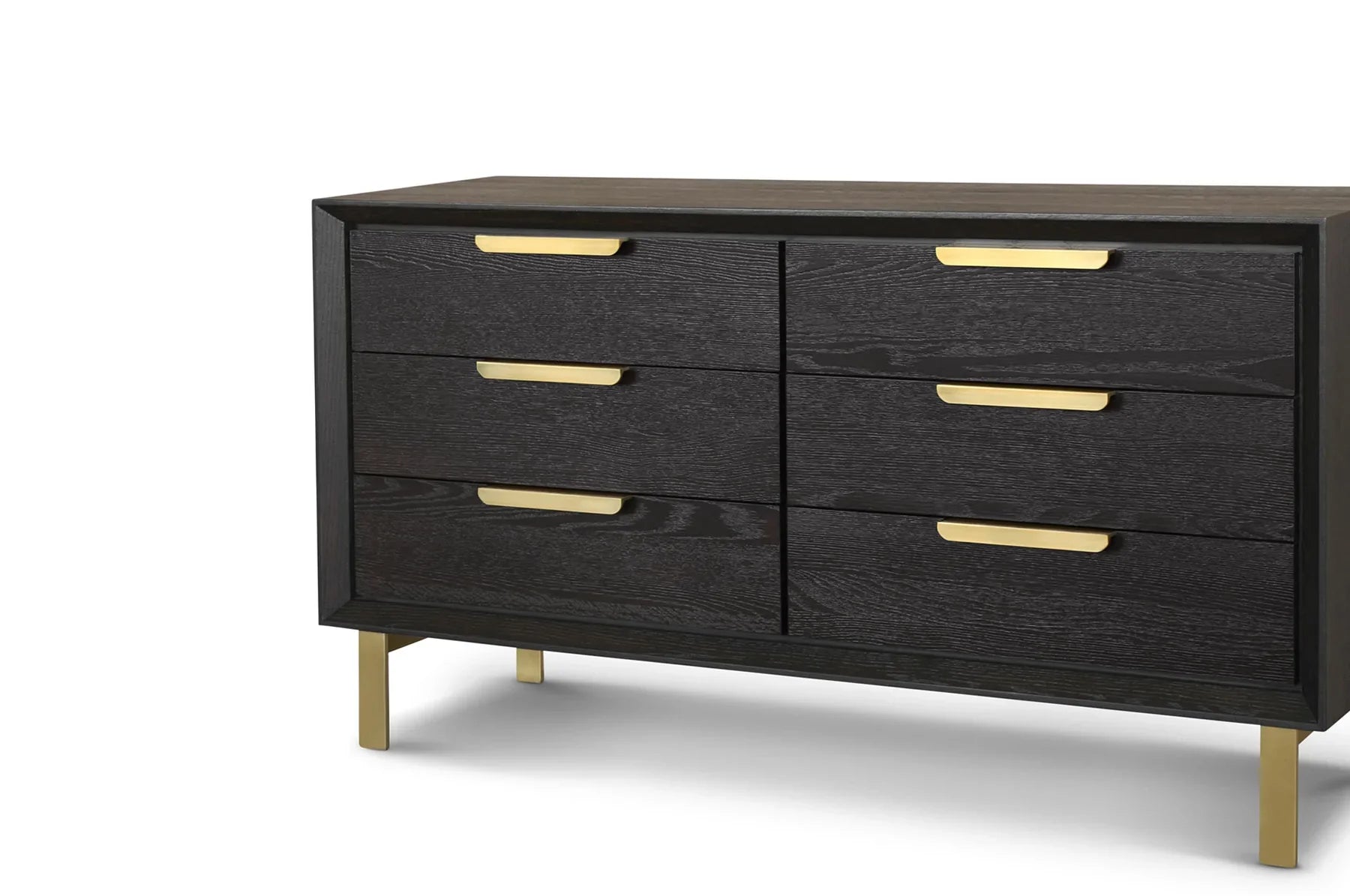 Aspen Dark Wooden 6-Drawer Chest of Drawers with Copper Handles-Esme Furnishings