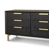 Aspen Dark Wooden 6-Drawer Chest of Drawers with Copper Handles-Esme Furnishings