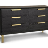 Aspen Dark Wooden 6-Drawer Chest of Drawers with Copper Handles-Esme Furnishings