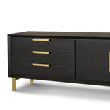 Aspen Textured Coffee Oak Veneer Sideboard 2-doors and 3-drawers-Esme Furnishings