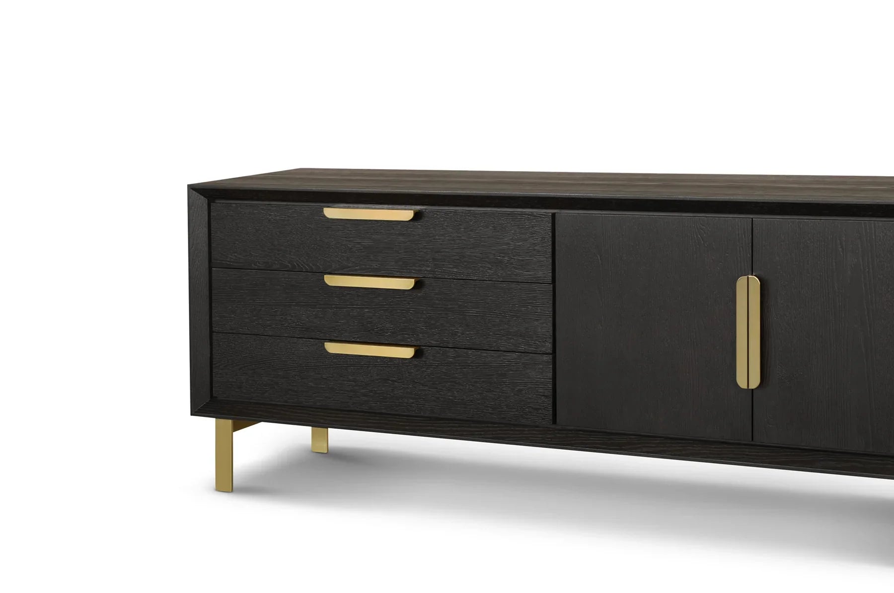 Aspen Textured Coffee Oak Veneer Sideboard 2-doors and 3-drawers-Esme Furnishings