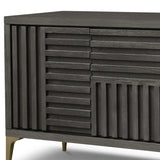 Kyoto 4-Door Sideboard Textured Grey Oak Veneer With Brushed Brass Feet-Esme Furnishings