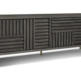 Kyoto 4-Door Sideboard Textured Grey Oak Veneer With Brushed Brass Feet-Esme Furnishings