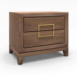 Lucca 2-Drawer Bedside Cabinet in Walnut with Gold Handles-Esme Furnishings