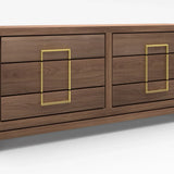 Lucca 6-Drawer Chest of Drawers in Walnut With Gold Handles-Esme Furnishings