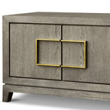 Lucca Media Unit with Grey/Taupe Coloured Oak Veneer and Gold Handles-Esme Furnishings