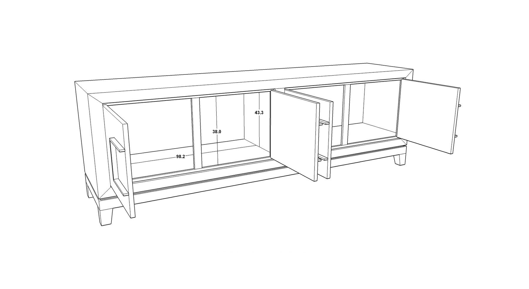 Lucca Media Unit with Grey/Taupe Coloured Oak Veneer and Gold Handles-Esme Furnishings