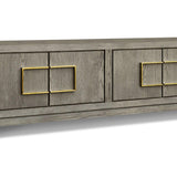 Lucca Media Unit with Grey/Taupe Coloured Oak Veneer and Gold Handles-Esme Furnishings