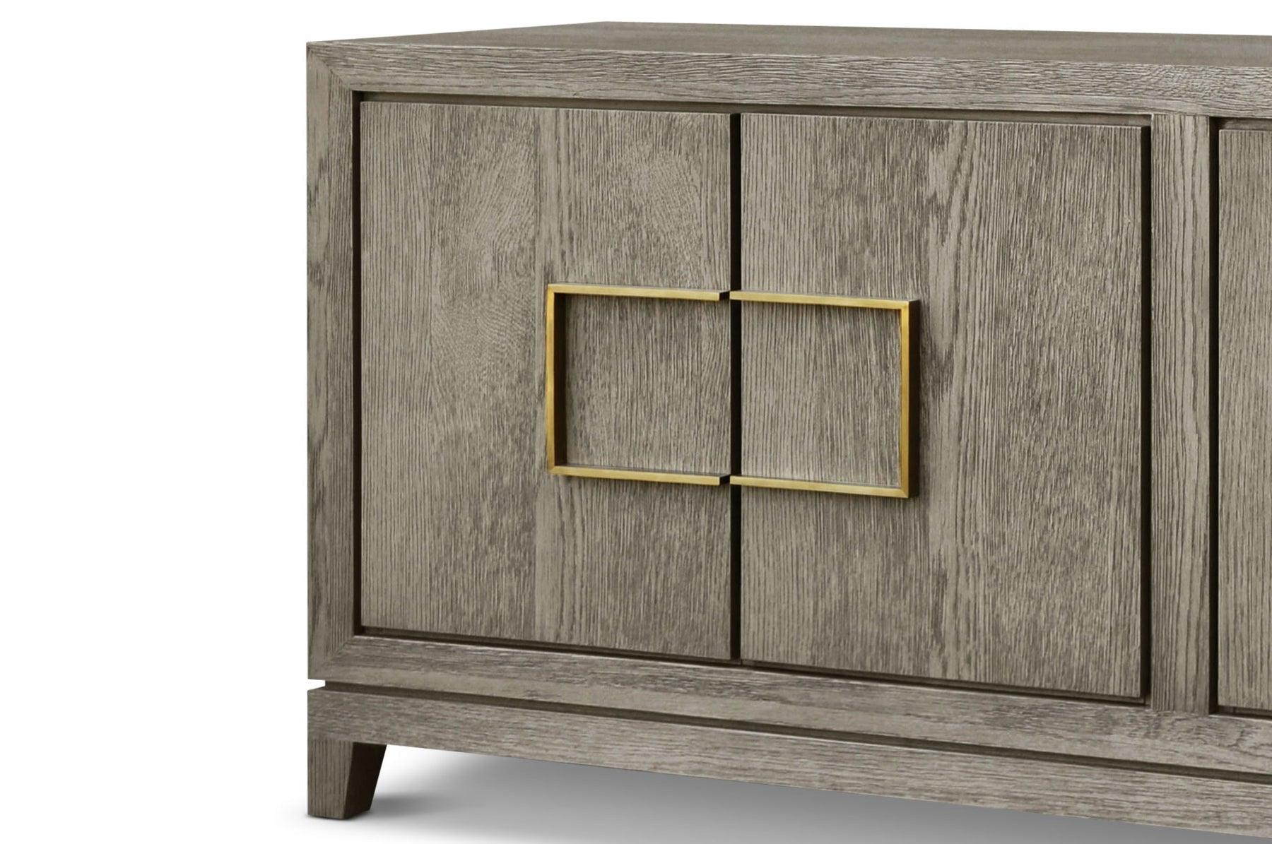 Lucca 4-Door Sideboard in Textured Grey/Taupe Coloured Oak Veneer-Esme Furnishings