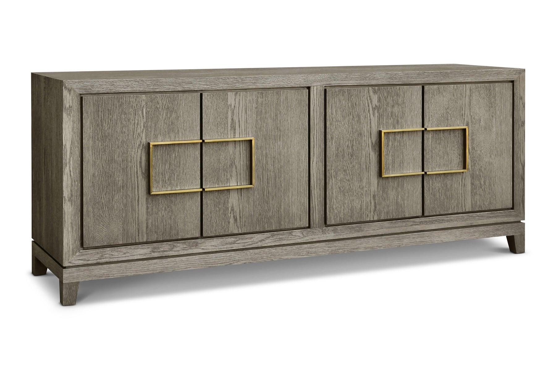 Lucca 4-Door Sideboard in Textured Grey/Taupe Coloured Oak Veneer-Esme Furnishings