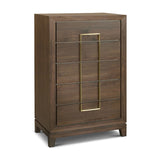 Lucca Walnut Tall 5 Drawer Chest