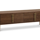 Paris Natural Walnut Media Unit with Gold Brass Handles-Esme Furnishings