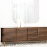 Paris Natural Walnut Sideboard with Gold Brass Handles-Esme Furnishings