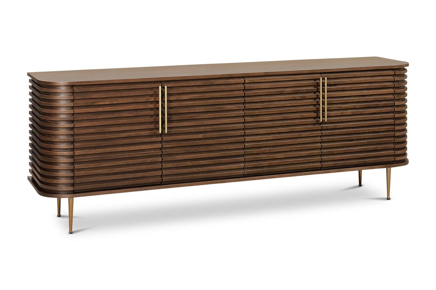 Paris Natural Walnut Sideboard with Gold Brass Handles-Esme Furnishings