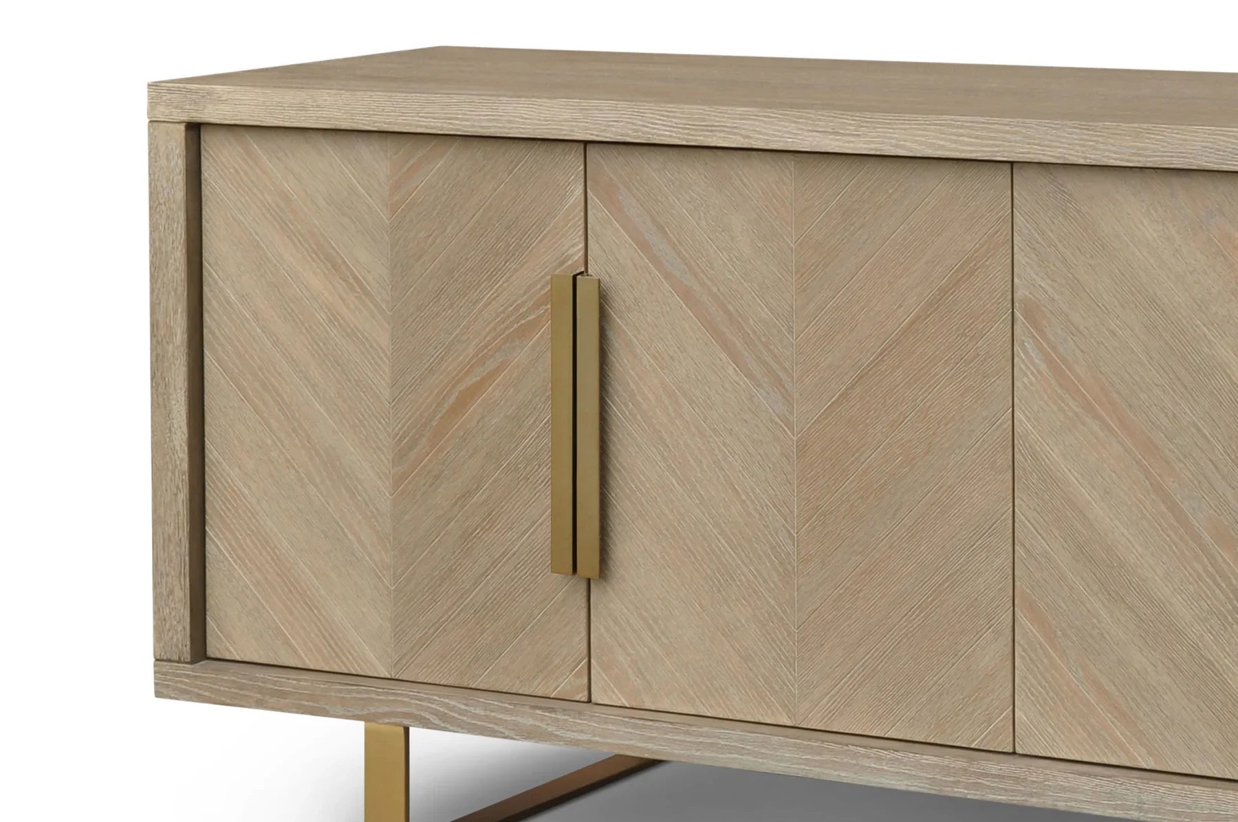 Valencia Sideboard 4-Door Sideboard Natural Grey Oak In Parquet Style-Esme Furnishings