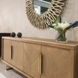 Valencia Sideboard 4-Door Sideboard Natural Grey Oak In Parquet Style-Esme Furnishings