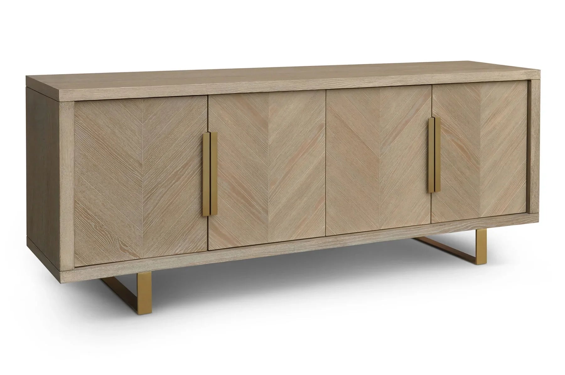 Valencia Sideboard 4-Door Sideboard Natural Grey Oak In Parquet Style-Esme Furnishings