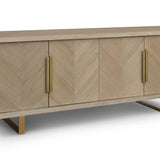 Valencia Sideboard 4-Door Sideboard Natural Grey Oak In Parquet Style-Esme Furnishings