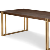 Winchester Walnut Top Dining Table with Gold Brass Base-Esme Furnishings