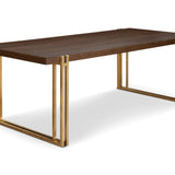 Winchester Walnut Top Dining Table with Gold Brass Base-Esme Furnishings