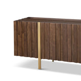 Winchester Walnut Finish Sideboard with Gold Brass Handles-Esme Furnishings