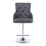 Majestic Grey PU Faux Leather Barstool With Lion Knocker - Belmont Interiors