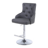 Majestic Grey PU Faux Leather Barstool With Lion Knocker - Belmont Interiors