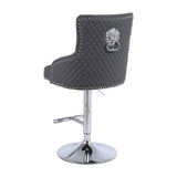 Majestic Grey PU Faux Leather Barstool With Lion Knocker - Belmont Interiors