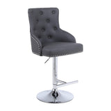 Majestic Grey PU Faux Leather Barstool With Lion Knocker - Belmont Interiors