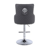 Majestic Grey PU Faux Leather Barstool With Lion Knocker - Belmont Interiors