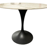 Bentley 90cm Gold/Grey Ceramic Marble Round Dining Table With Black Base + Roco 360º Grey Velvet Dining Chairs