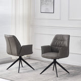 Berlish PU Leather Swivel Dining Chairs With Black Metal Base - Pairs - 2 Colours