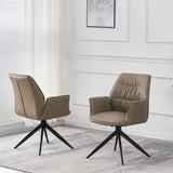 Berlish PU Leather Swivel Dining Chairs With Black Metal Base - Pairs - 2 Colours