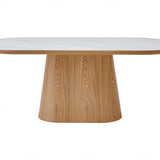 Blanco 200cm Oval Beech & White Ceramic Sintered Marble Dining Table