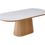 Blanco 200cm Oval Beech & White Ceramic Sintered Marble Dining Table