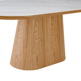 Blanco 200cm Oval Beech & White Ceramic Sintered Marble Dining Table