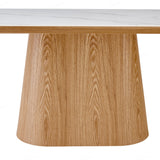 Blanco 200cm Oval Beech & White Ceramic Sintered Marble Dining Table