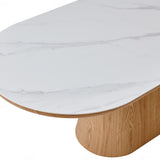 Blanco 200cm Oval Beech & White Ceramic Sintered Marble Dining Table