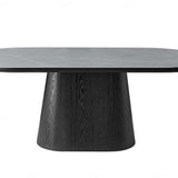 Blanco 200cm Oval Black & Grey Ceramic Sintered Marble Dining Table