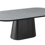 Blanco 200cm Oval Black & Grey Ceramic Sintered Marble Dining Table