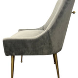 Milan Dark Grey Velvet Dining Chair with Gold Legs an Knocker