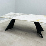 Chicago White Ceramic Coffee Table with Grey and Gold Accents - Belmont Interiors