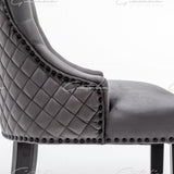 Cambridge Dark Grey French Plush Velvet Quilted Back Ring Dining Chair - Belmont Interiors