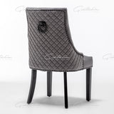 Cambridge Dark Grey French Plush Velvet Quilted Back Ring Dining Chair - Belmont Interiors