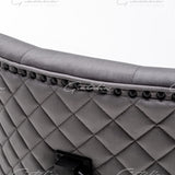 Cambridge Dark Grey French Plush Velvet Quilted Back Ring Dining Chair - Belmont Interiors